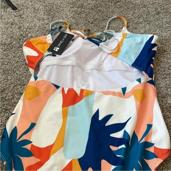 Janela Bay Scoop Neck One Piece Fun Palm XL NEW - Picture 2 of 2